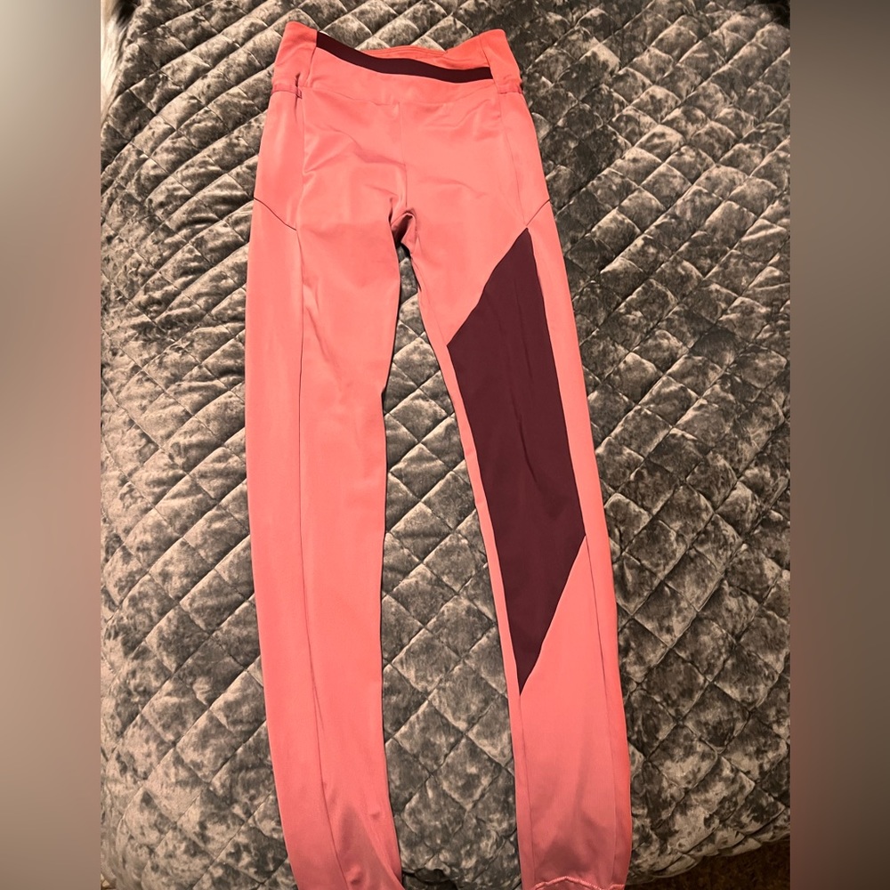 Gymshark Asymmetric Leggings - Dusky Pink/Dark Ruby - Small